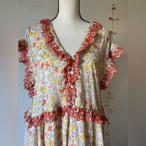 Free people embroidered floral cotton maxi dress